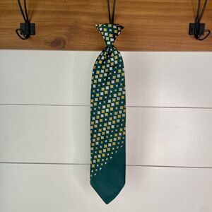 Vintage Clip On Neck Tie 1960's-70's Green Yellow